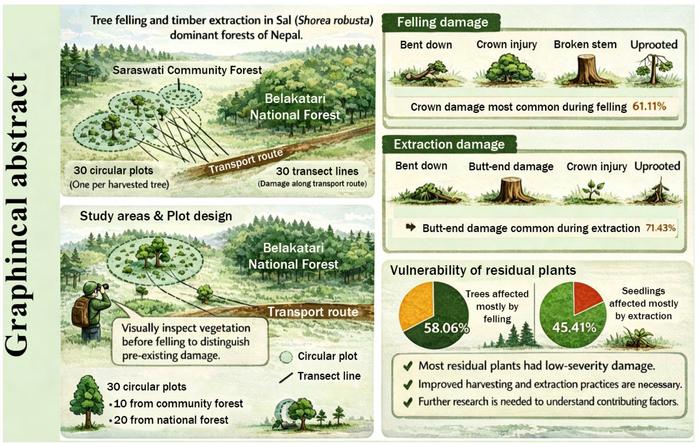 Damage to residual plants during felling and timber extraction on Sal (Shorea robusta Gaertn. f.) dominant forest in Nepal