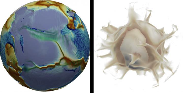 Images of the Numerical Solution at the Moment when a Supercontinent Begins to Break Up
