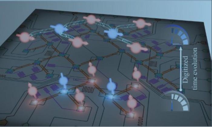 Quantum computer simulates spontaneous symmetry breaking at zero temperature