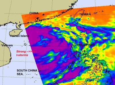 Tropical Storm Nock-ten Seen on NASA Infrared Image