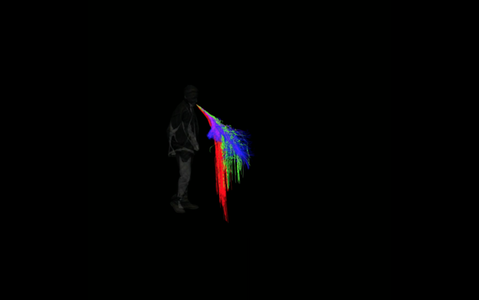 Visualisation of the spread of droplets when coughing.