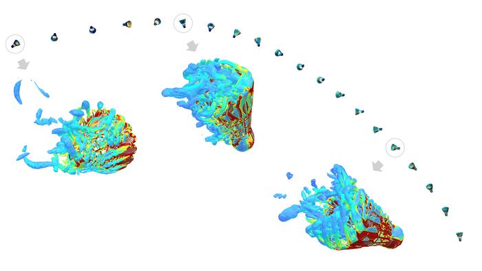 Trajectory and surrounding airflow of a shuttlecock during a spin serve
