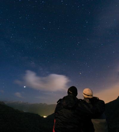 A Couple Enjoys Watching the Night Sky