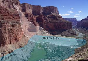 Ancient landslide damming the Grand Canyon