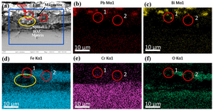 Honeycomb structure with oxygen-poor pores at the top of magnetite layer on a martensitic steel CLAM exposed to lead-bismuth eutectic at 500 ºC