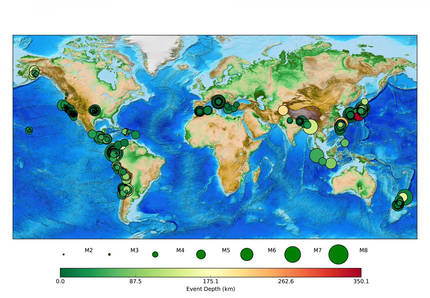 Worldwide Quakes Detected by MyShake App