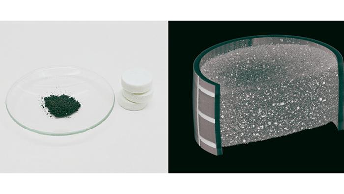 Picture of magnet tablet and X-ray tomography