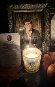 A memorial for clinical trial participant Matthew Husar, who lived for roughly two years after starting the trial