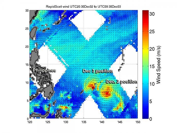 RapidScat Windmap of Hagupit