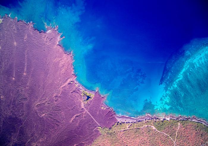 Coral reef and coastline in the South Kona, Hawaiʻi region.