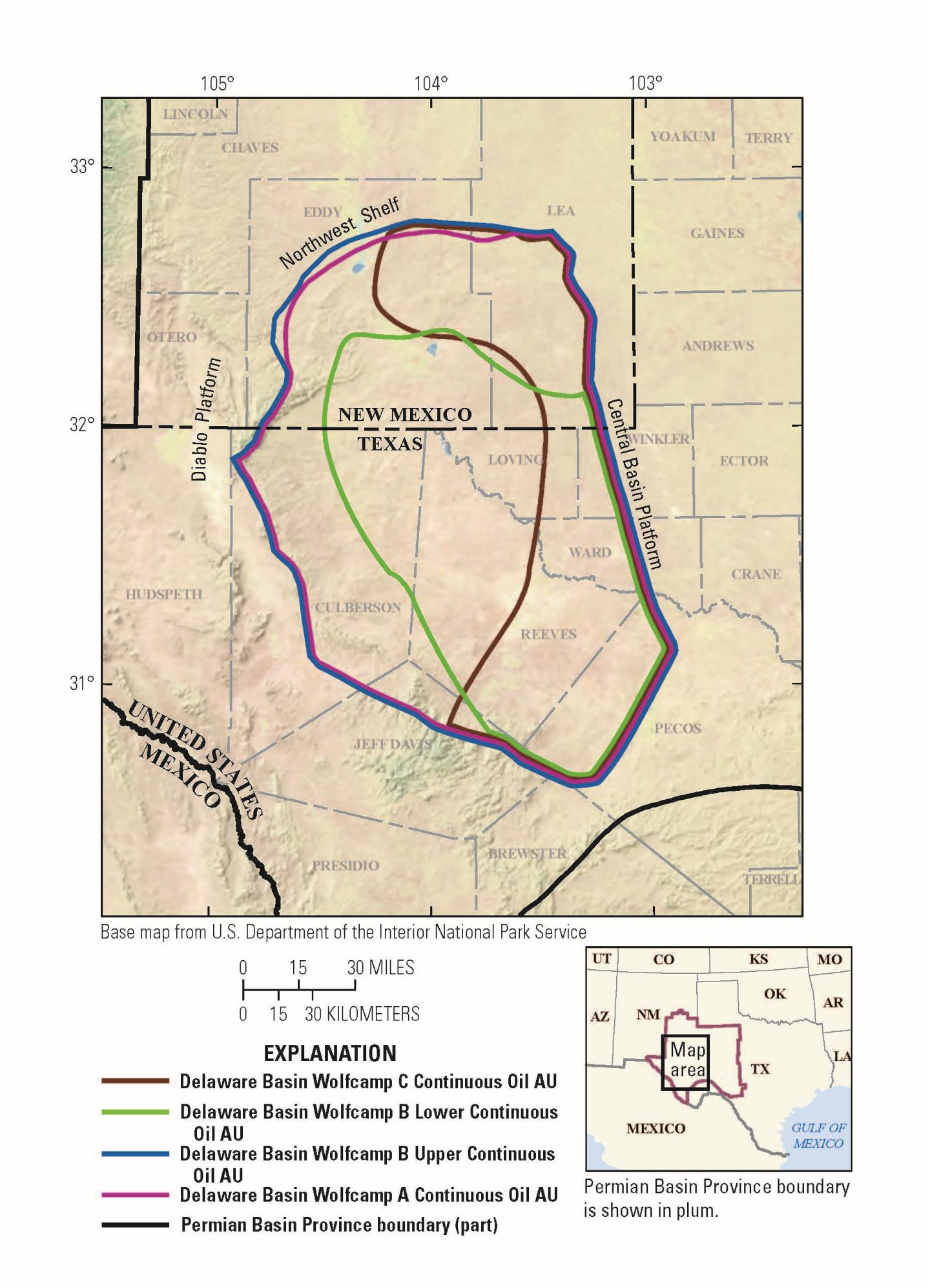 2018 USGS Delaware Basin Assessment Unit Map (1 of 3)