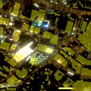 image of Central captured by Jilin-1 satellite overlaid with the footprint