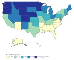 Figure 1b: Geographic patterns of MS in the US