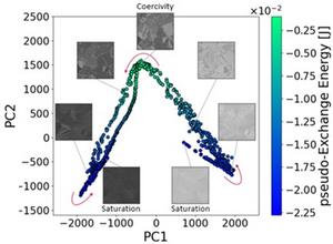 Extended Ginzburg-Landau free energy model illustrating magnetization reversal process in data space