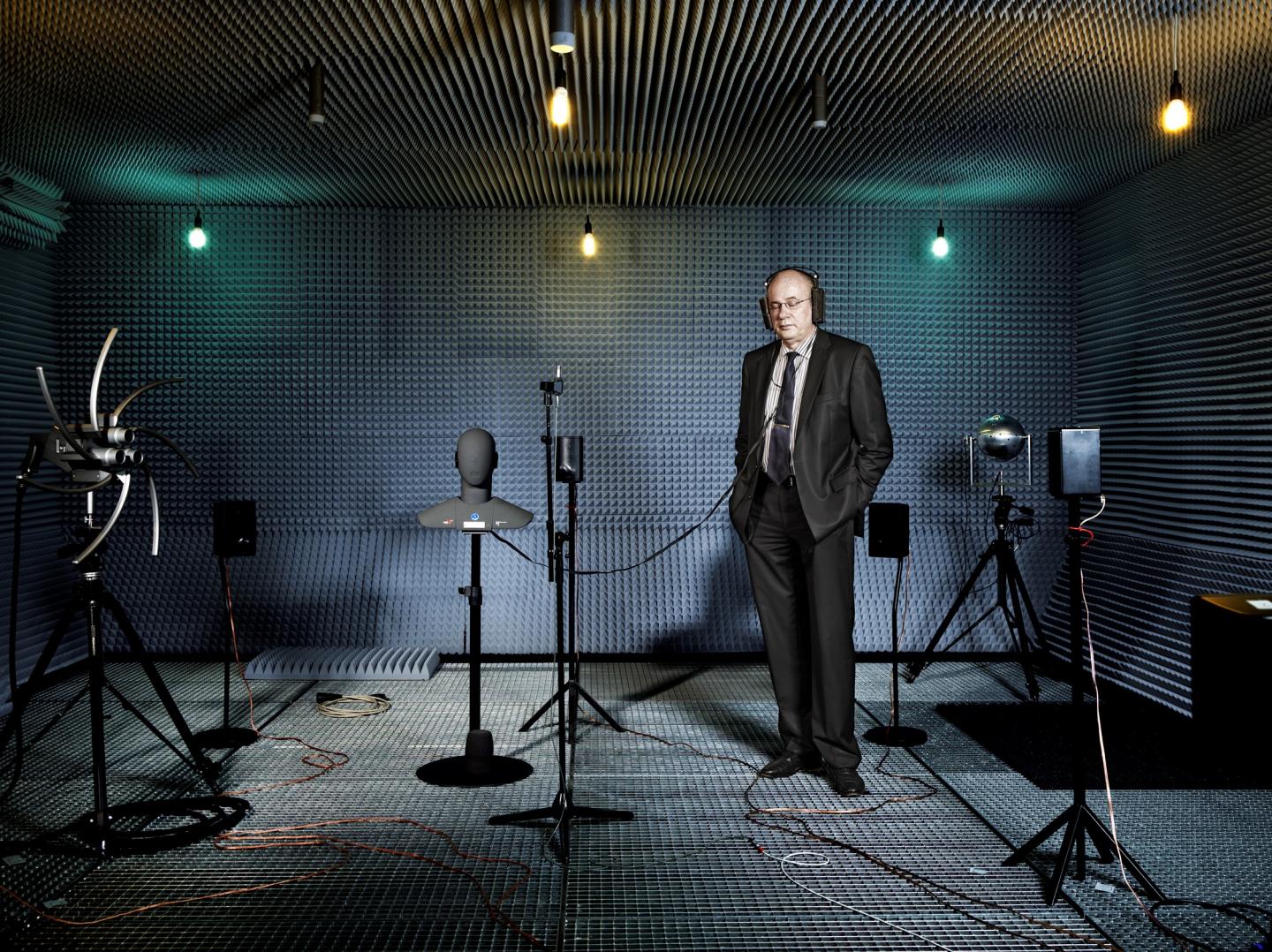 Klaus Genuit Photographed in An Anechoic Chamber