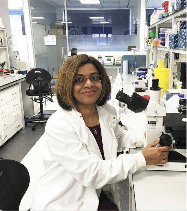 Dr Shoba Amarnath in the lab at Newcastle University