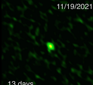 Time-lapse movie of a short-duration gamma-ray burst in millimeter-wavelength light