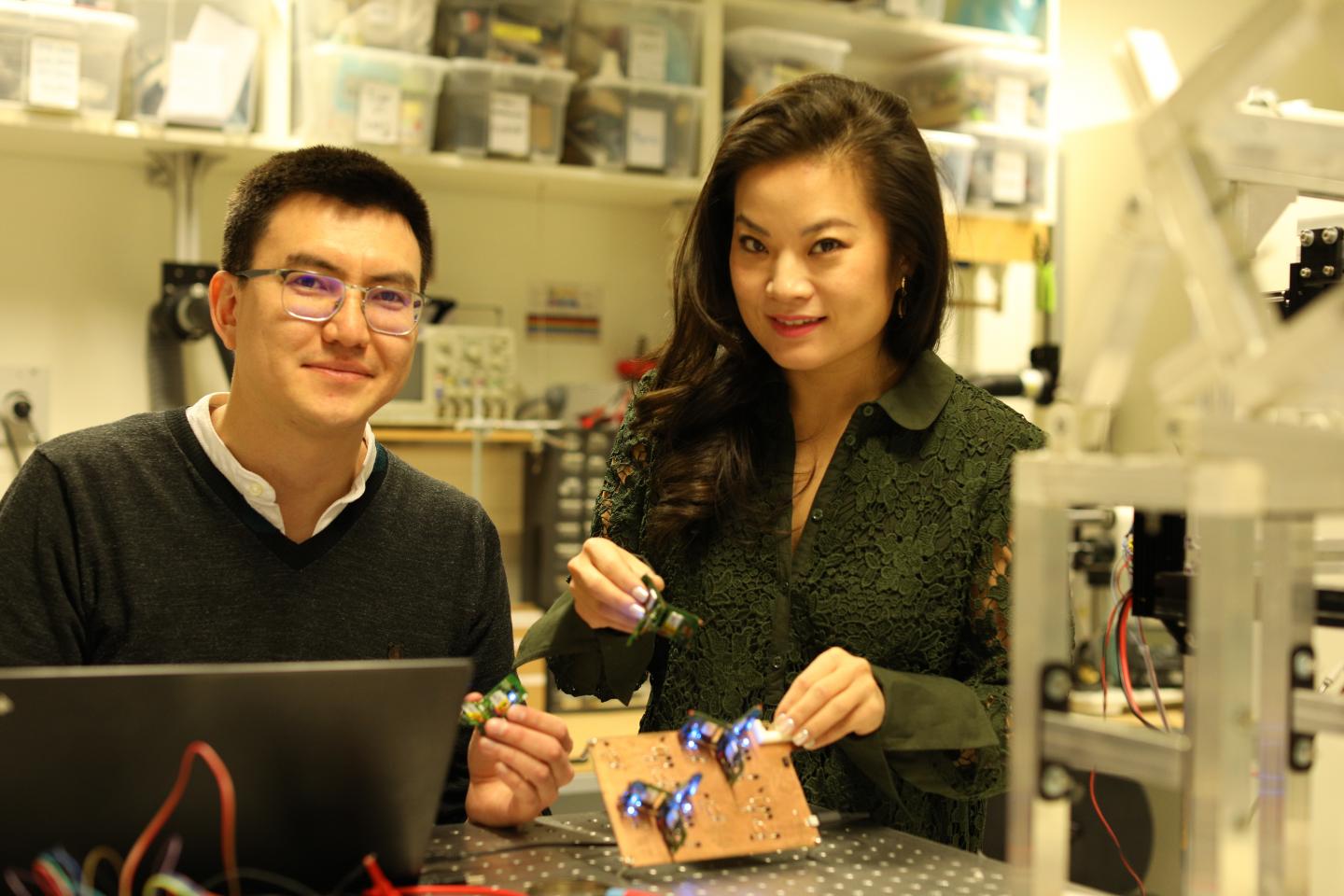 Zhenishbek Zhakypov and Jamie Paik in their Lab