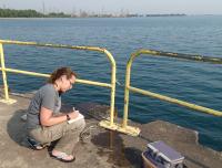 Collecting Lake Michigan Water Sample
