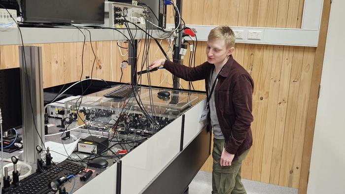 Oleg Kameshkov in the lab