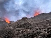 Erupting Piton de la Fournaise Volcano