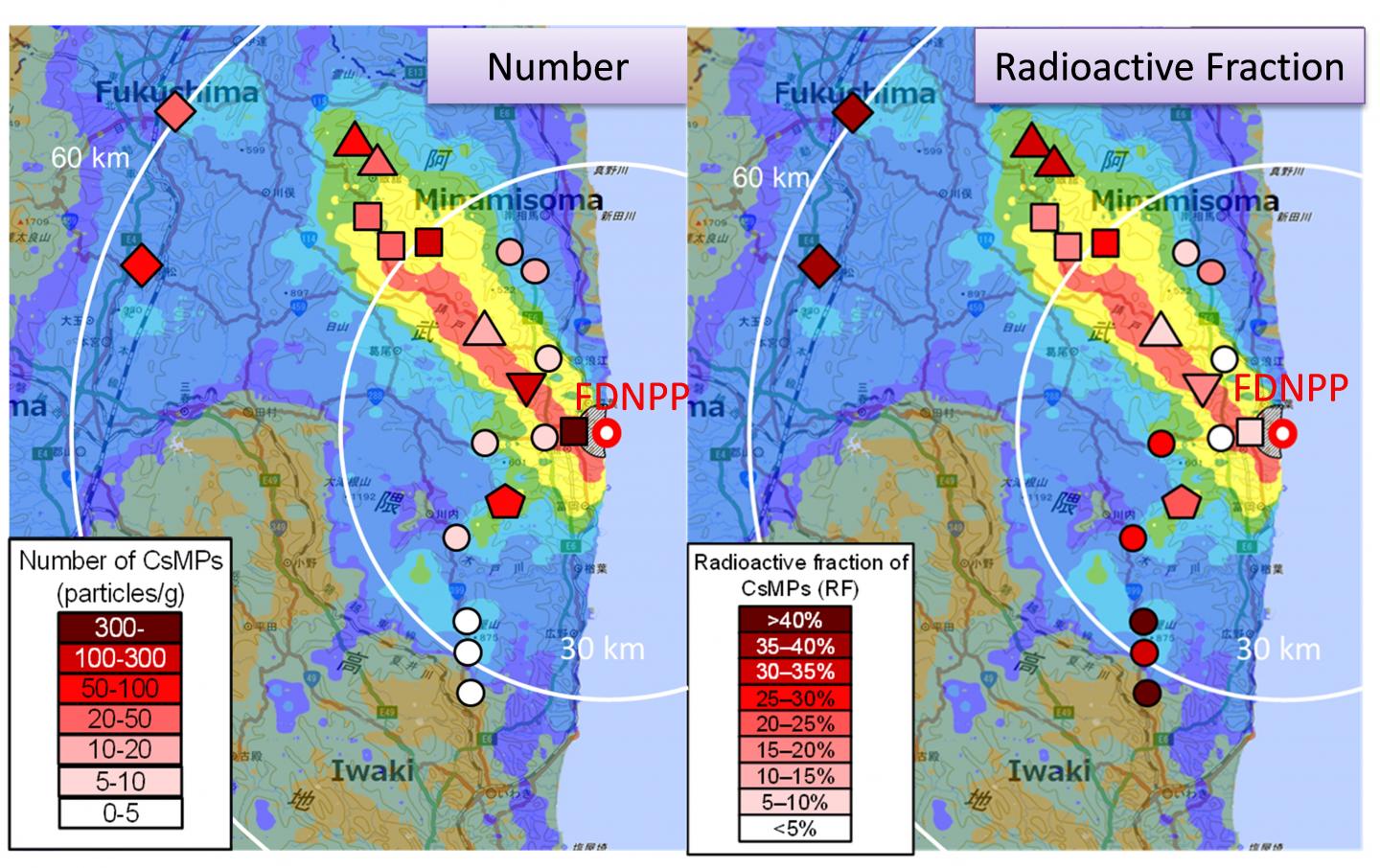 Number and distribution of highly radioactive microparticles