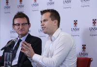 Andrew Dzurak and Menno Veldhorst at a News Conference