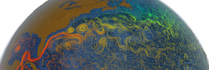 Swirling parcels of water, called ocean eddies, spin off from the warm Gulf Stream