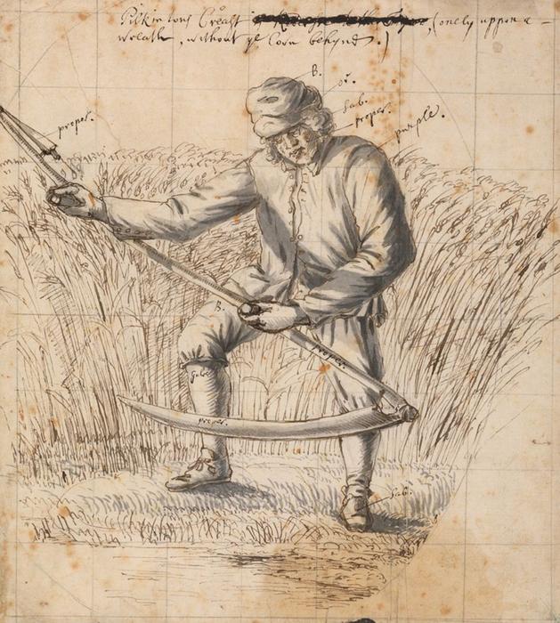 A mower with a scythe