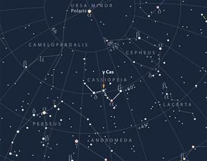 Where to find gamma-Cas in the night sky