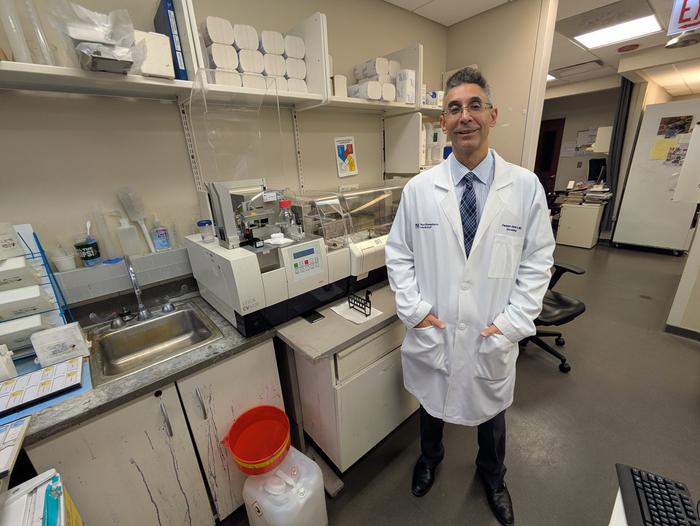 Dr. Pedram Gerami in Northwestern's dermapathology lab