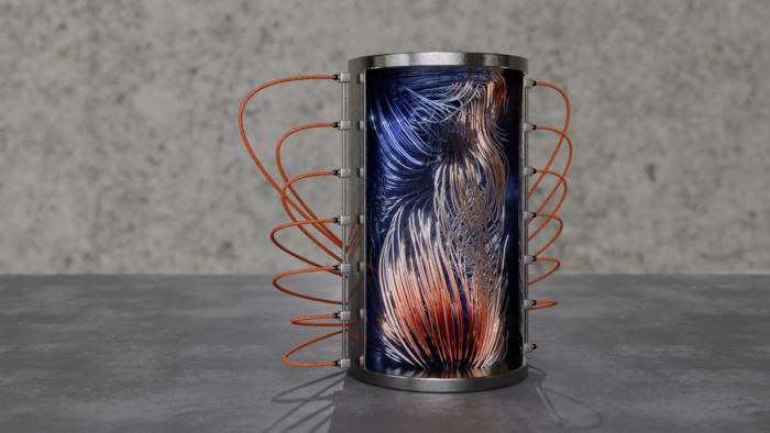 3D representation of a turbulent temperature-driven flow in a liquid metal