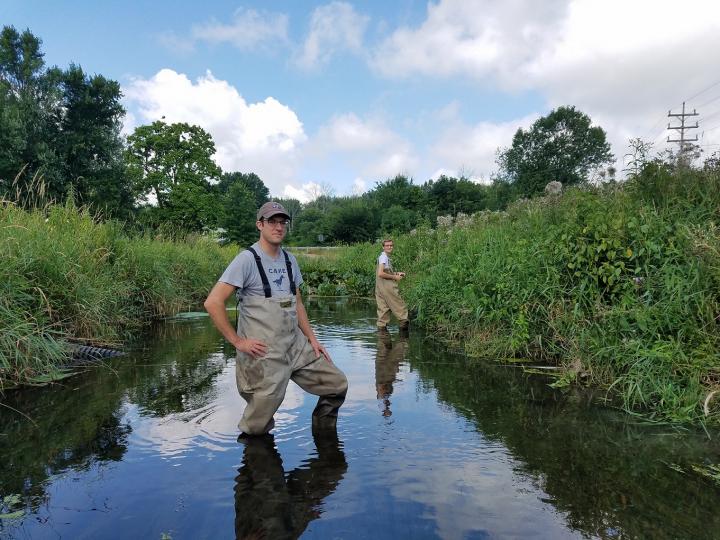 Photo of Dr. Dave Costello of Kent State University and Student