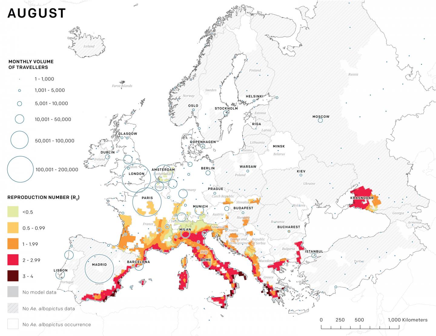 Risk areas for August