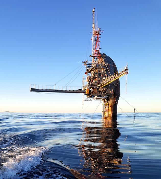The FLIP (FLoating Instrument Platform) research platform in the Pacific Ocean.
