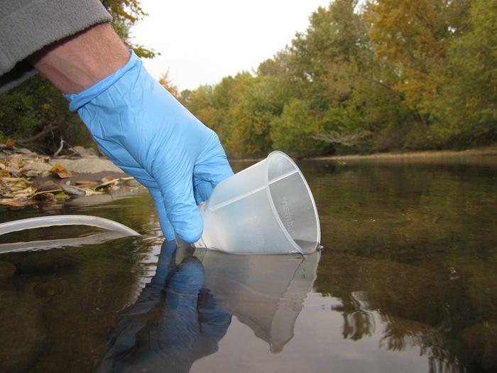 Collecting a water sample