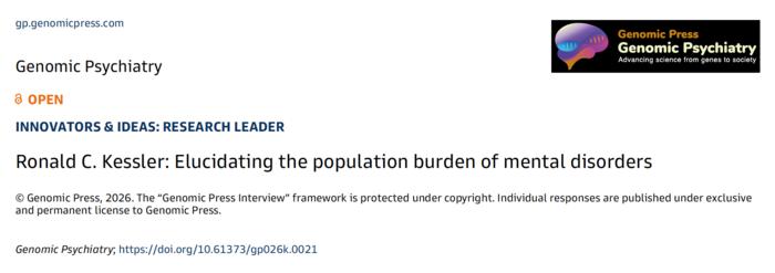 Ronald C. Kessler: Elucidating the population burden of mental disorders