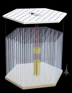 Schematic representation of the underground part of the​​​​​​ IceCube experiment with the addition of the upgrade (red).