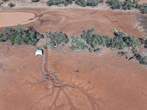 Overhead view of excavation site