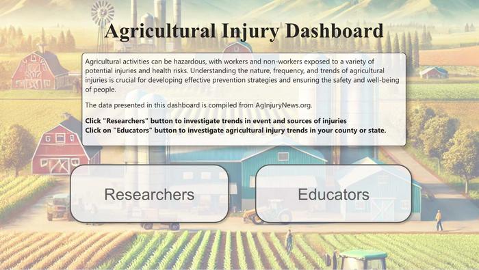 Screenshot of Ag Injury Dashboard website