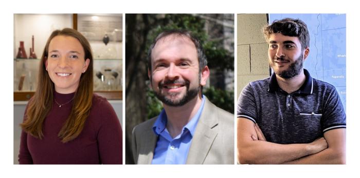 (From left) Anne Brown, Justin Lemkul, and Jonathan Briganti are researching a means to enhance the technical and practical data science skills of students studying molecular bioscience with Jessica Nash, who is not pictured.