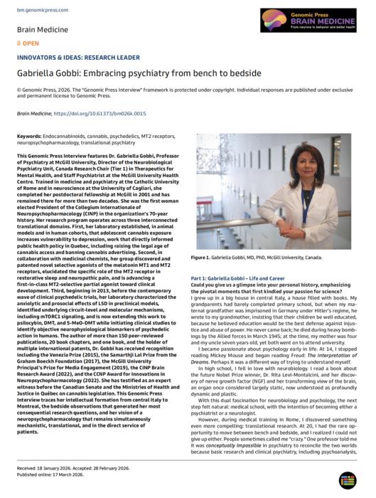 Gabriella Gobbi: Embracing psychiatry from bench to bedside