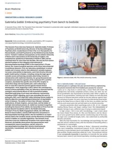 Gabriella Gobbi: Embracing psychiatry from bench to bedside