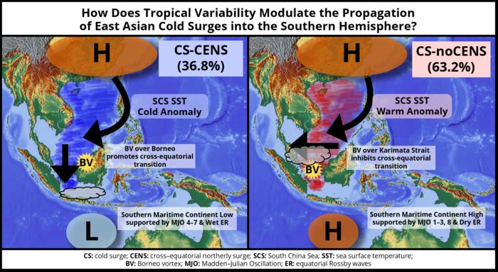 How Tropical Variability Controls the Journey of Cold Surges