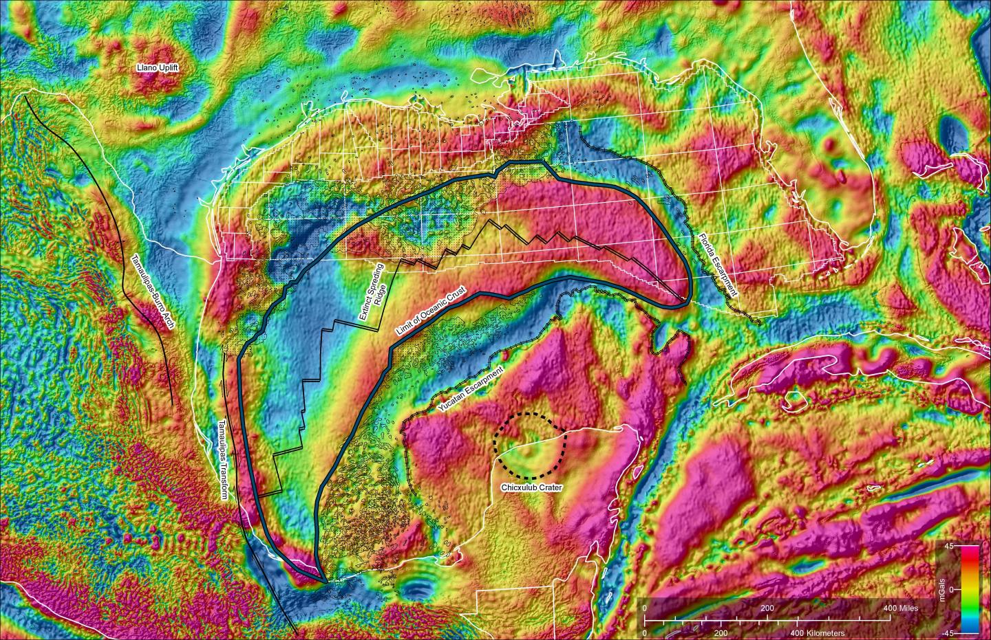 Map of the Earth's gravity in the Gulf of Mexico