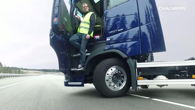 Chalmers Researcher Ola Benderius Shows His Team's Self-Driving Truck