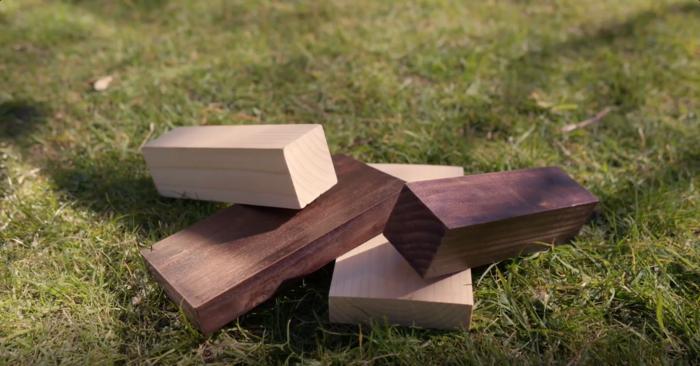 Hyperlignified wood blocks and untreated beech wood blocks