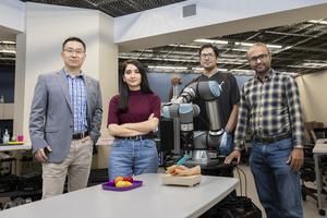 Scientists and mobile robot