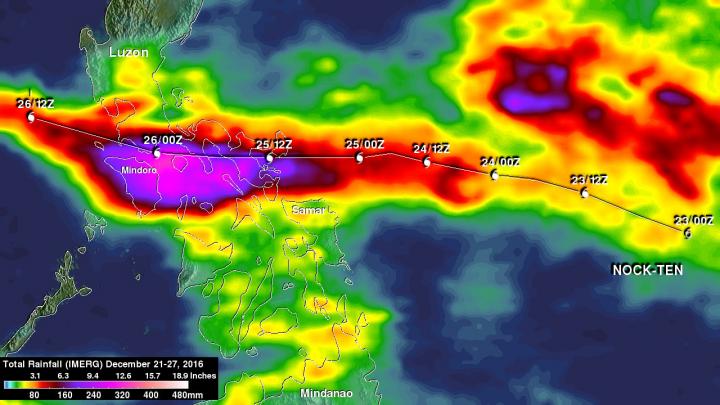 IMERG Rainfall Totals from Nock-ten