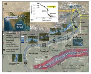 Location of the Brahmaputra River in the eastern Himalaya
